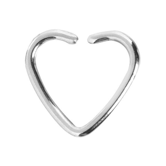 NWT Surgical Stainless Steel Hollow Heart Closure Ring Earring Jewelry 16 Gauge - Picture 1 of 5